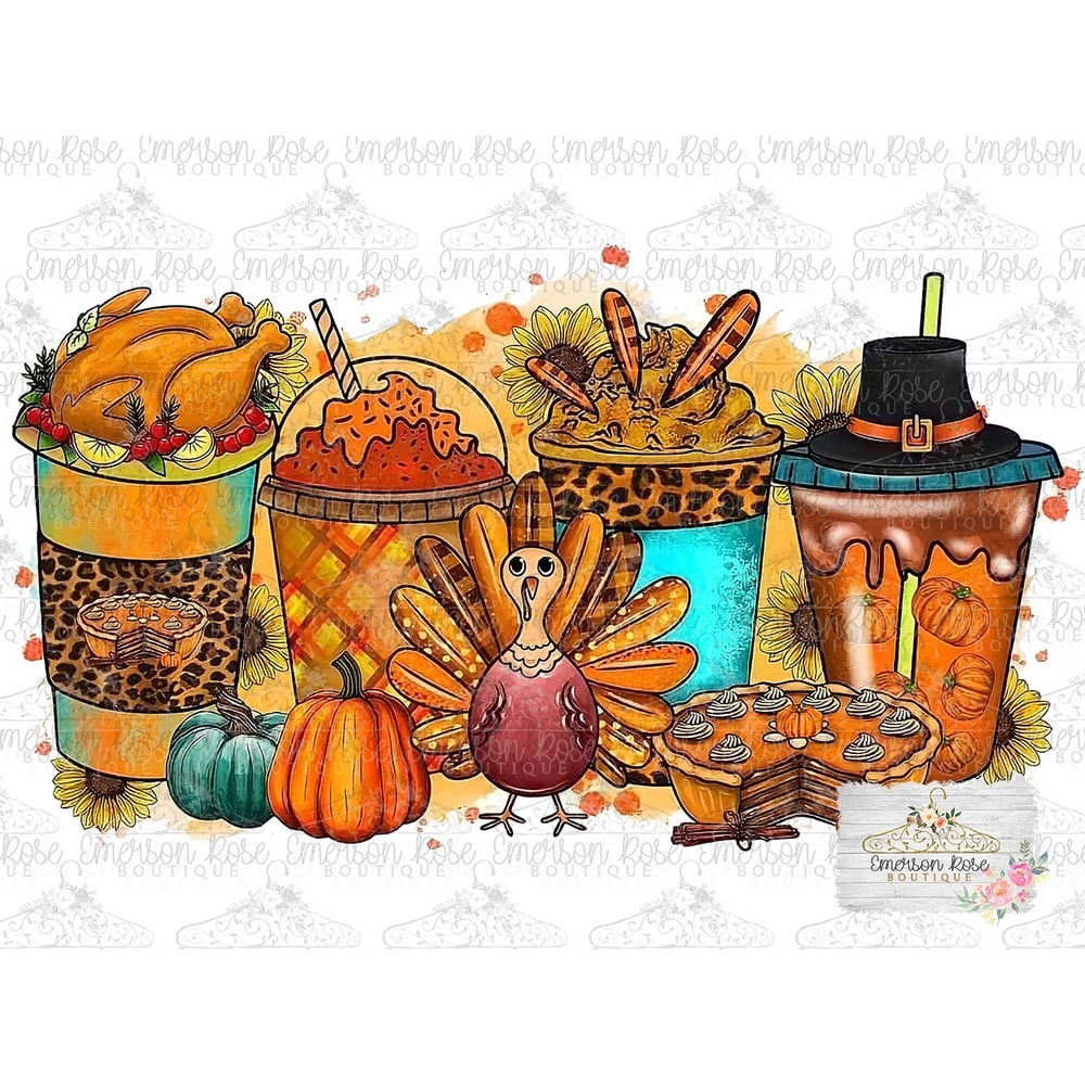 Thanksgiving Coffee Cups - Sublimation - PNG Image- Digital Image Download - 1.jpg