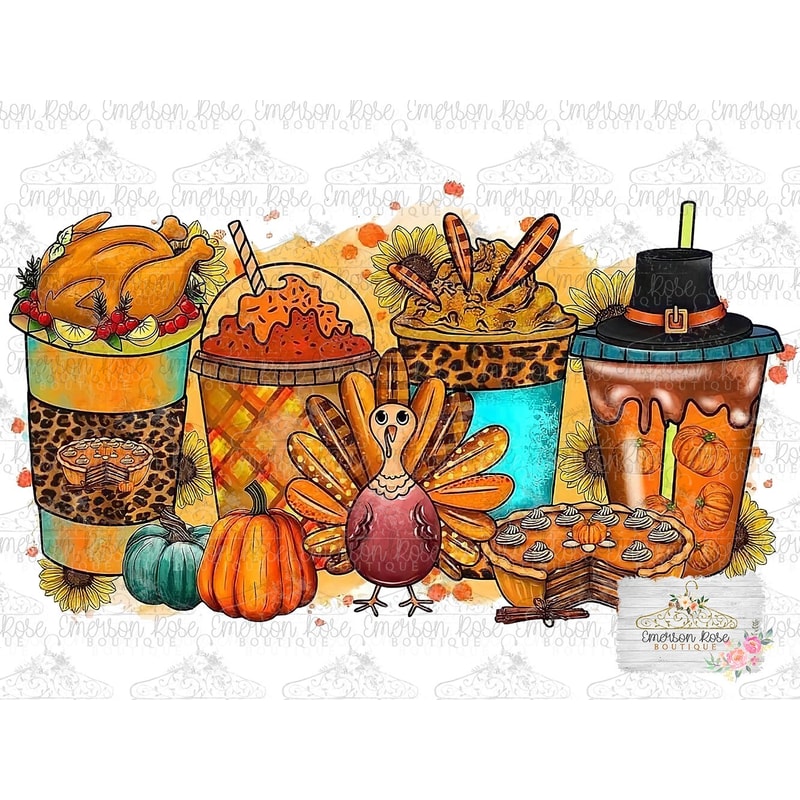 Thanksgiving Coffee Cups - Sublimation - PNG Image- Digital Image Download - 1.jpg