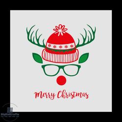 reindeer face santa hat svg, christmas svg, reindeer face svg