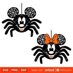 Mickey & Minnie Mouse Spider Bundle Svg, Trick or Treat Svg, Halloween Svg, Disney Svg, Cricut, Silhouette Vector