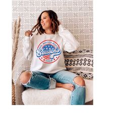 red white blue cousins crew sweatshirt, america sweatshirt, usa sweatshirt, patriotic sweatshirt, fourth of july, 4th of