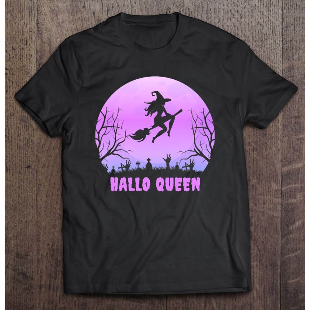 Halloween Hallo Queen Witch Cemetery Retro Pink Moon Design Classic.jpg