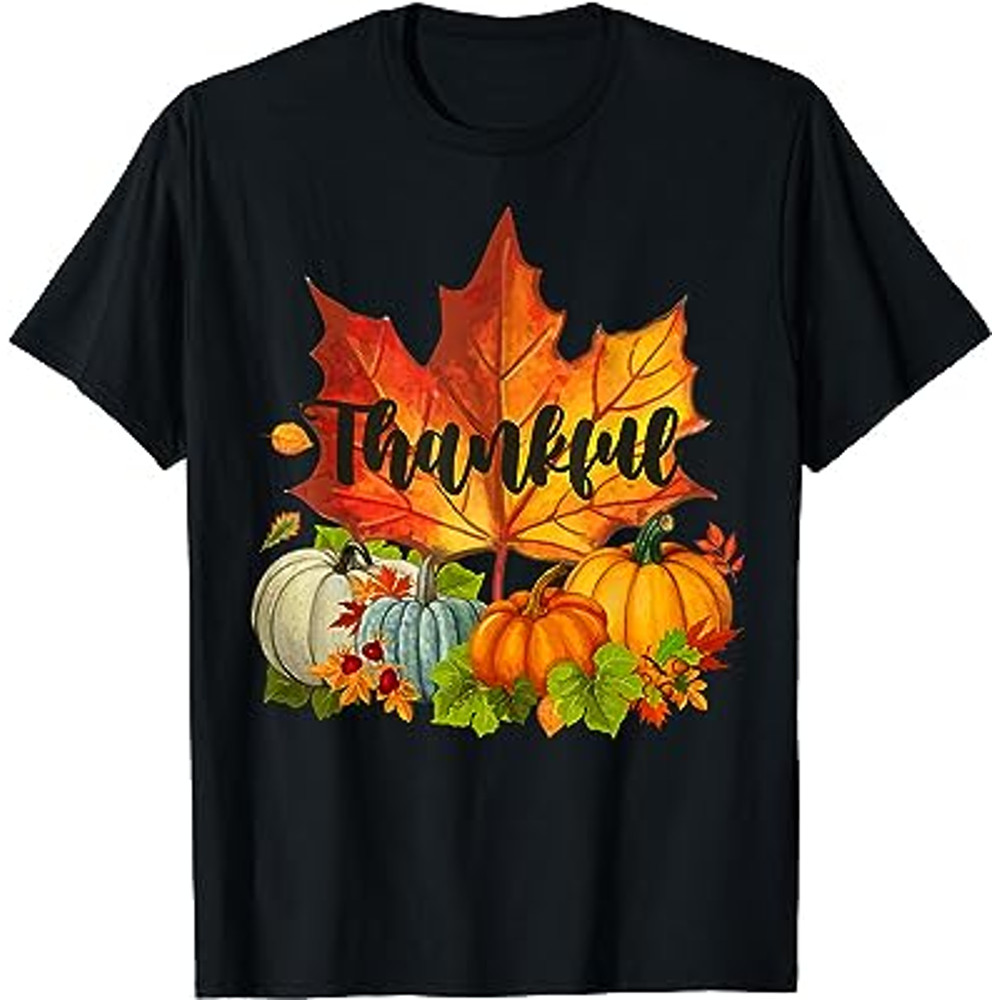 Happpy Thanksgiving Day Autumn Fall Maple Leaves Thankful T-Shirt.jpg
