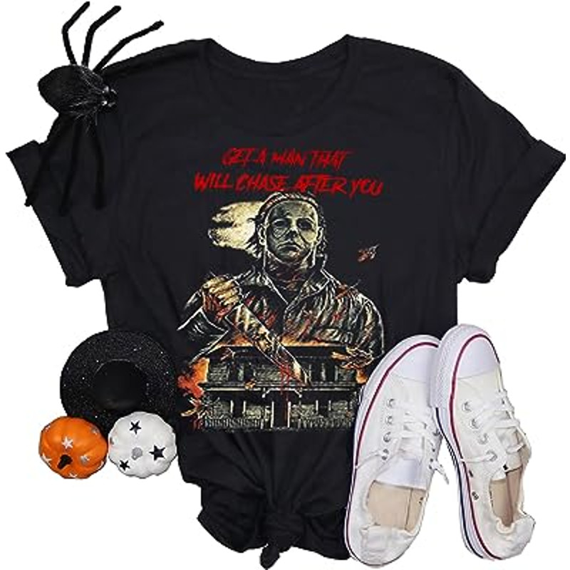 Get A Man That Will Chase After You Halloween Bleached Shirt Women Men Horror T-shirt.jpg