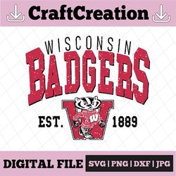 Vintage 90's Wisconsin Badgers Svg, Wisconsin  Svg, Vintage Style University Of Wisconsin, NCAA Svg, NCAA Sport Svg