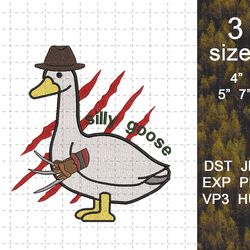 funny silly goose embroidery design, silly goose on the loose embroidery design, halloween goose embroidery design