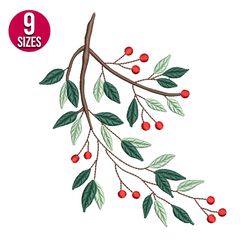 Christmas tree Branch embroidery design, Machine embroidery pattern, Instant Download