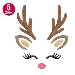 Reindeer Face embroidery design, Machine embroidery pattern, Instant Download