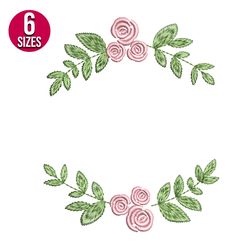 Rose Wreath embroidery design, Machine embroidery pattern, Instant Download