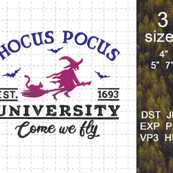 horror movie halloween embroidery design, hocus pocus university halloween embroidery file, instant download