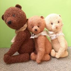 crochet Teddy bear, vintage bear, interior teddy bear toy, gift for a child