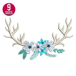 christmas deer antlers embroidery design, machine embroidery pattern, instant download
