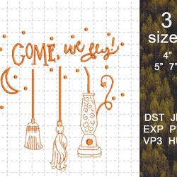 come we fly embroidery design, happy halloween embroidery design, hocus pocus embroidery design, hocus pocus sisters