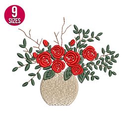 Rose Flowers Bunch embroidery design, Machine embroidery pattern, Instant Download