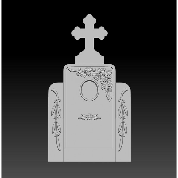 3D STL Model Tombstone with with oak branch