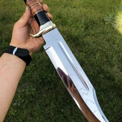 custom handmade d2 18" hunting crocodile dundee high polish survival bowie knife