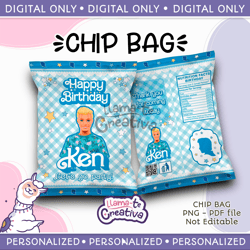 Ken Chip Bag, Instant Download, not editable