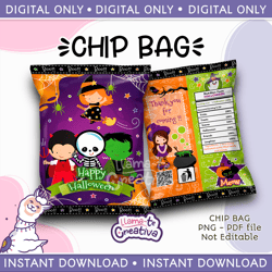 Halloween Chip Bag, Instant Download, not editable