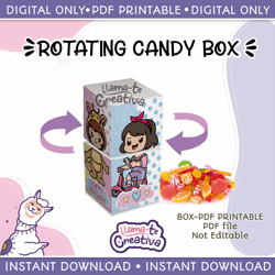 Rotating Candy Box , PDF Printable, Instant Download, Birthday Party kids, not editable