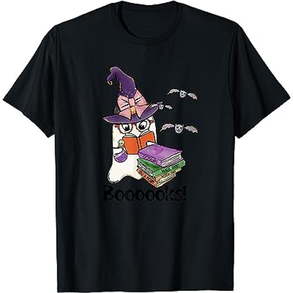 Boooooks Teacher Shirt Funny Ghost Women Halloween Reading T-Shirt.jpg