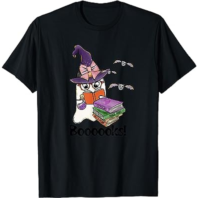 Boooooks Teacher Shirt Funny Ghost Women Halloween Reading T-Shirt.jpg