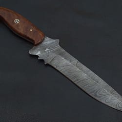 12" custom hand made damascus steel hunting knife rosewood handle w/sheath