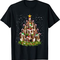 basset hound merry christmas tree light pajama basset hound t-shirt