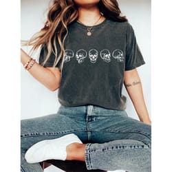 minimalist skull shirt, aethetic halloween shirt, spooky skeleton tee, preppy crewneck, comfort colors halloween tshirt,