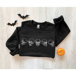 halloween skull sweatshirt, halloween sweatshirt, spooky skeletons sweatshirt, skeleton sweater, halloween crewneck, dar