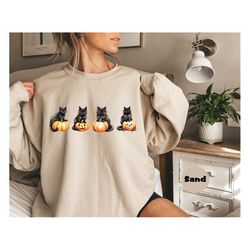 halloween sweatshirt, cat hoodie, ghost shirt, halloween t-shirt, cool halloween cat outfit, cat lover tee, black spooky