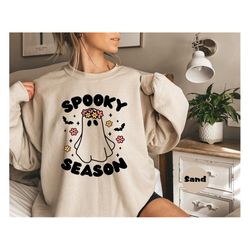 Spooky Season Shirt, Spooky Vibes Sweatshirt, Spooky Ghost T-shirt, Halloween Hoodie, Pumpkin Fall Outfit, Cute And Scar