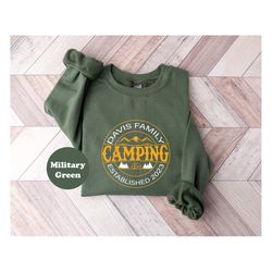 custom family name camping shirt, personalized established year camp tshirt, cute camping pine trees sweatshirt, family