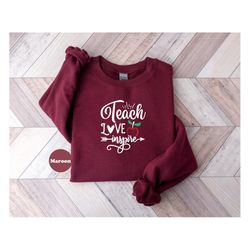 teach love inspire shirt, cute teacher appreciation hoodie, kindergarten tee, high school tshirt, elementary school swea