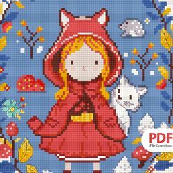 anp227_red riding hood_cross stitch pattern pdf,cross stitch chart,counted cross stitch pattern,instant pdf