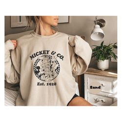 mickey & co est 1928 t-shirt, vintage mickey mouse tee, mickey and friends sweatshirt, disneyland vacation hoodie, disne