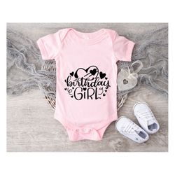 birthday girl shirt, birthday party baby onesie, birthday squad youth t-shirt, kids birthday girl outfit, cute heart tee