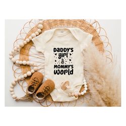 daddy's girl mommy's world t-shirt, cute baby girl onesie, daughter toddler shirt, mothers day kids outfit, youth clothi