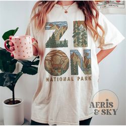 zion national park tshirt, hiking tee, retro graphic tee, national parks shirt, travel tshirt, comfort colors camping sh