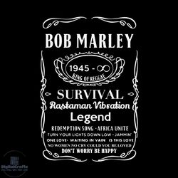bob marley 1945 king of reggae survival rastaman vibration legend, trending svg