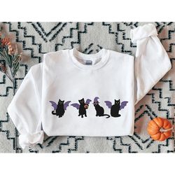 black cat sweatshirt, funny halloween sweat, halloween cat sweatshirt, bat sweater, halloween sweatshirt, fall crewneck,