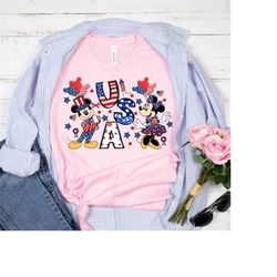 usa flag disney mickey&minnie shirt, mickey minnie matching family 4th of july t-shirt, 4th of july shirt, usa flag mick