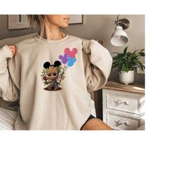 Groot And Mickey Ears Sweatshirt,Baby Groot Shirt,Mickey Ears Shirt,Disney Vacation Shirt,Star Wars Character Sweatshirt