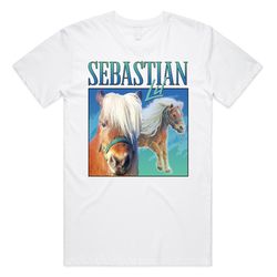 lil sebastian homage t-shirt tee top parks & rec tv show gift retro 90s vintage funny