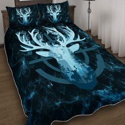 Deer Hunting Blue Quilt Bed Set