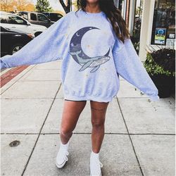 retro whale sweatshirt vintage inspired, whale crewneck sweatshirt, ocean sweater, trendy aesthetic sweatshirt oversized