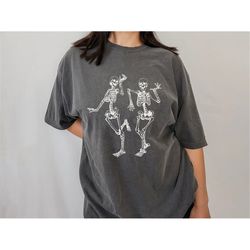 dancing skeletons tee, cool skeleton shirt, oversized boho graphic tee, indie clothes, hippie t-shirt, comfort colors te