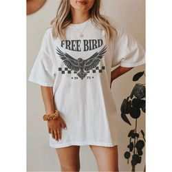 free bird shirt, oversized boho graphic tee, indie clothes, vintage inspired t-shirt, concert shirt, festival tee, south