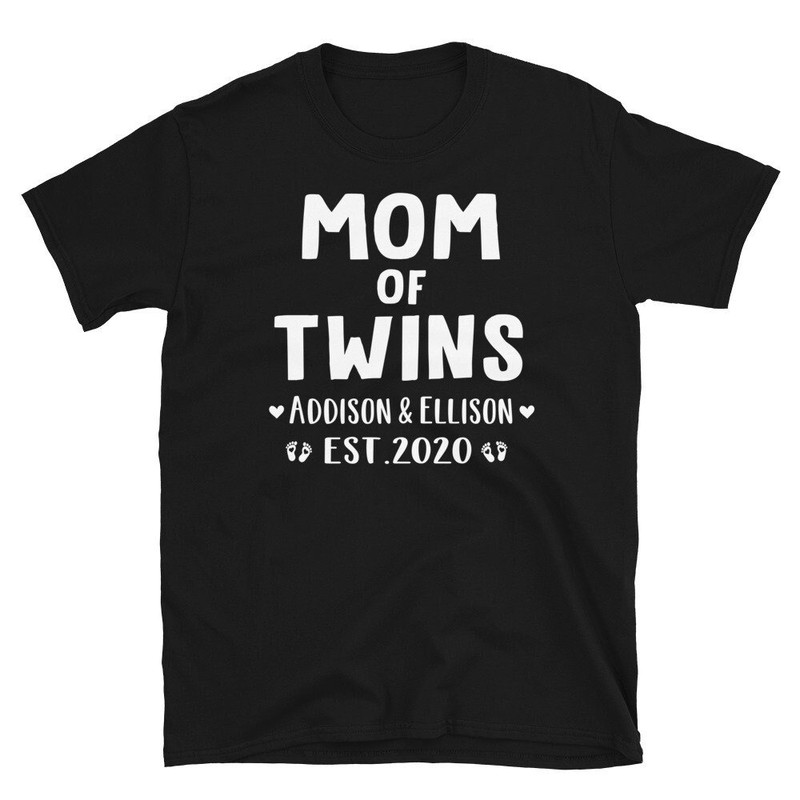 Custom Mom of Twins TShirt, Mama of Twins, Twin Mom T Shirt, Personnalized Gift For Mom Of Twins With Twins Names Unisex T-shirt.jpg