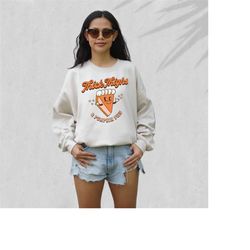 retro thick thighs and pumpkin vibes crewneck, fall design, vintage halloween sweater, fall sweatshirt ,autumn sweater,r