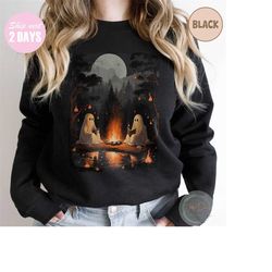 Retro Ghost Book Reading Camping Gothic Halloween Teachers Shirt, Ghost Book Reading Sweatshirt, Halloween Trip Shirt, C